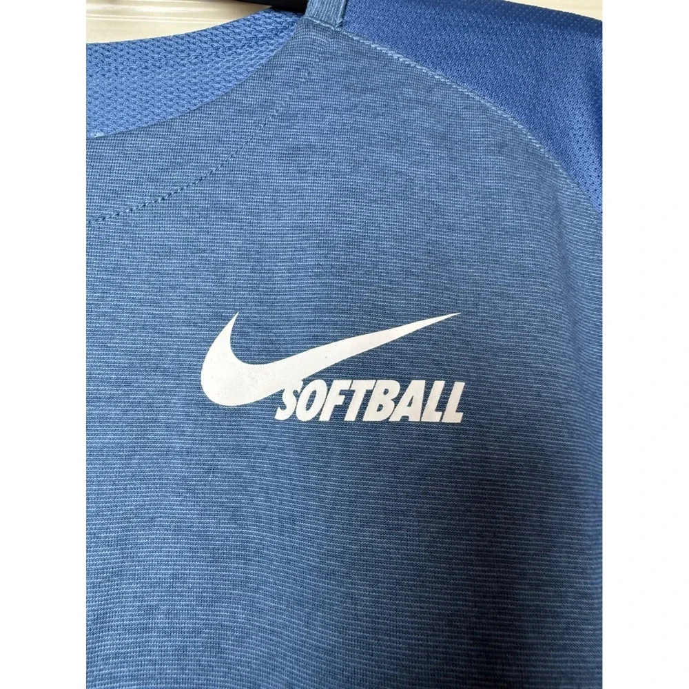 Nike Dri-FIT Softball Shirt Womens XL Blue Short Sleeve Performance Tee Heather